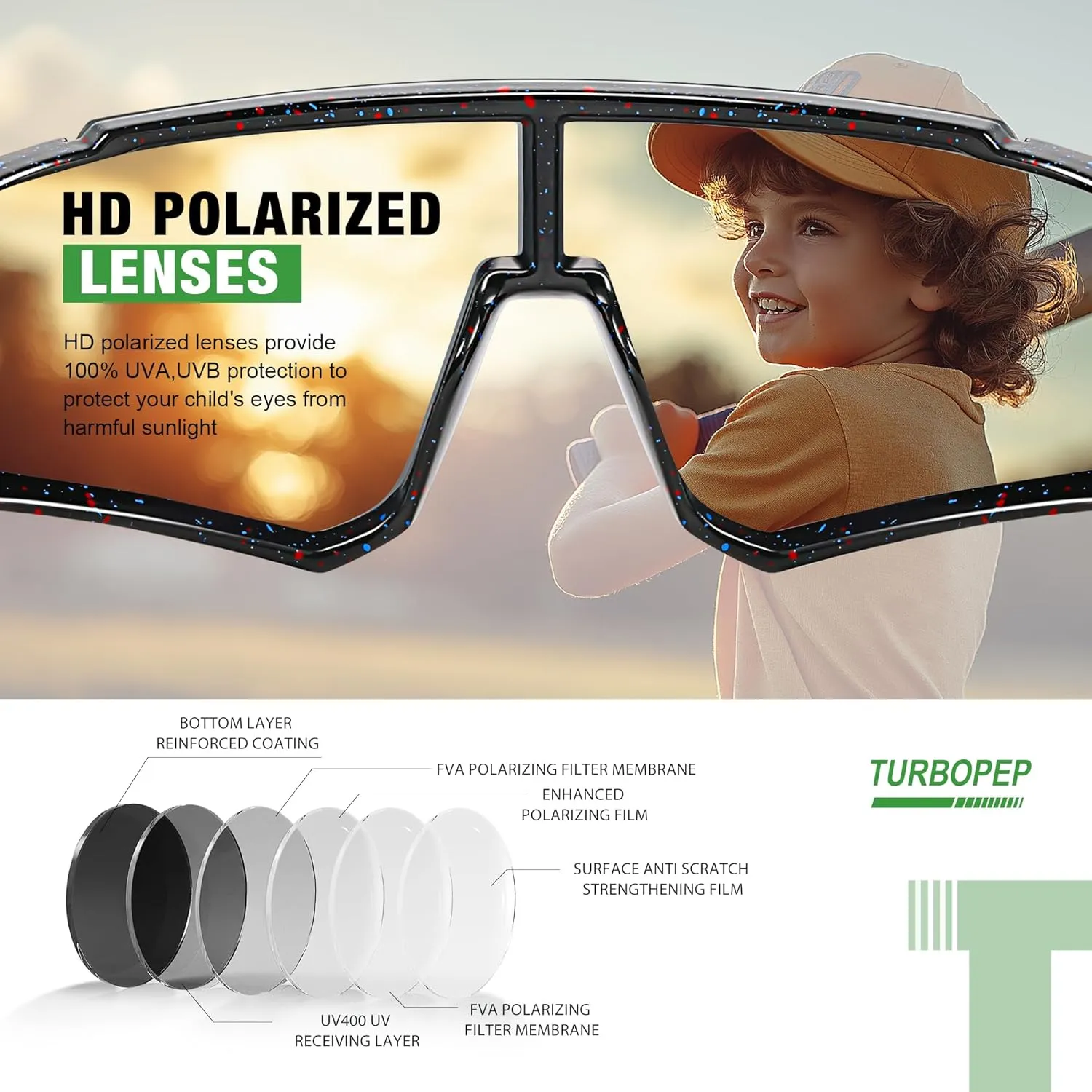 3 Pack Kids Polarized Sunglasses - Youth Baseball Sunglasses for Boys Girls Age 3-12 Sports UV Protection Goggles