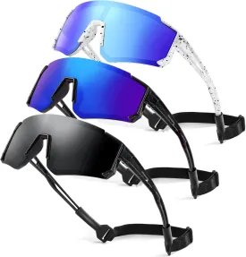 3 Pack Kids Polarized Sunglasses - Youth Baseball Sunglasses for Boys Girls Age 3-12 Sports UV Protection Goggles