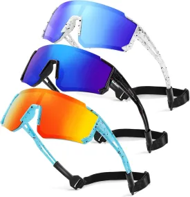 3 Pack Kids Polarized Sunglasses - Youth Baseball Sunglasses for Boys Girls Age 3-12 Sports UV Protection Goggles