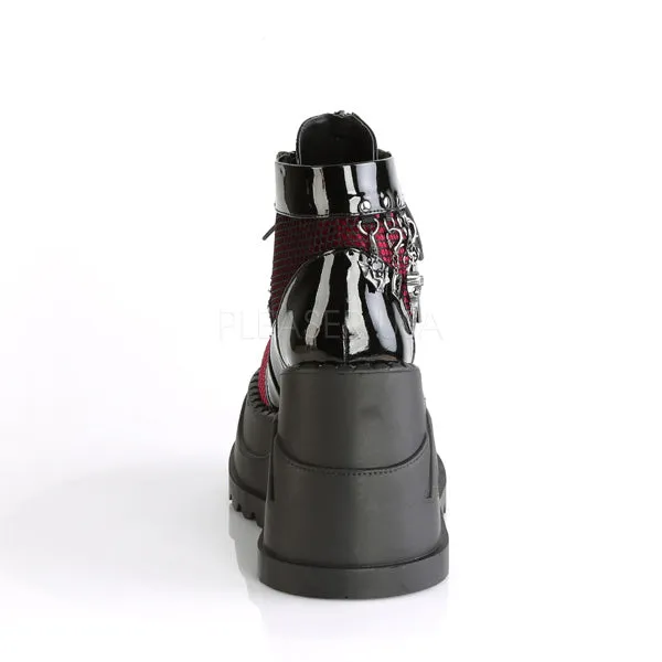 4 Inch Platform STOMP-18 Black-Burgundy Velvet
