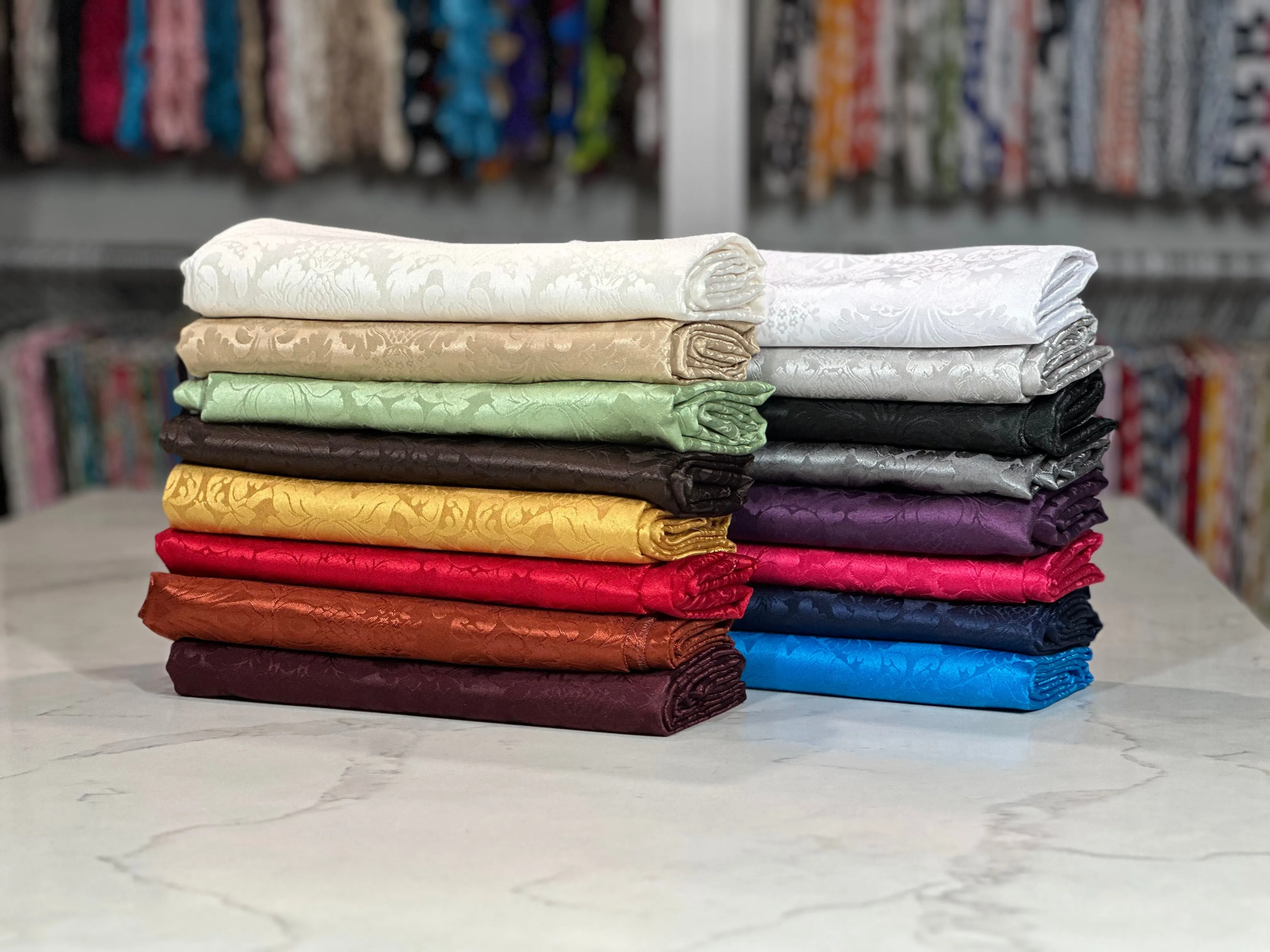 4pcs - Damask Poly Table Linen 58"x58" Square - Ivory