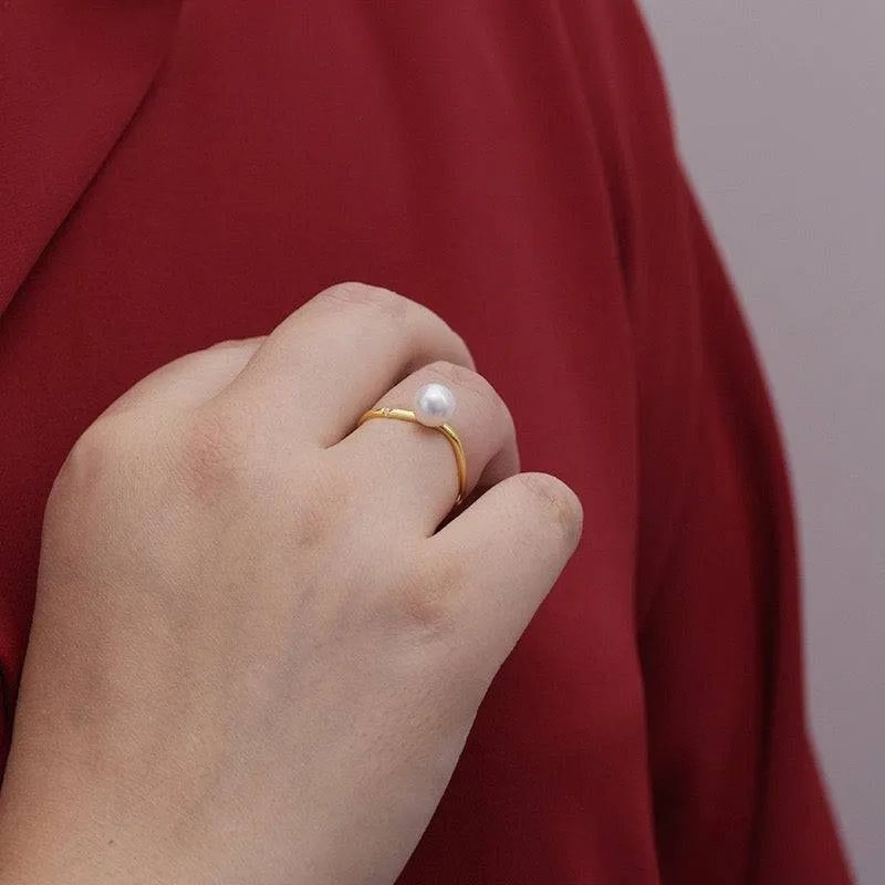 7-8mm Freshwater Pearl & Square Ring