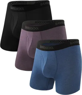 BAMBOO COOL Men's Underwear Breathable Boxer Briefs with Fly Moisture-Wicking Lightweight Underwear 7-Pack