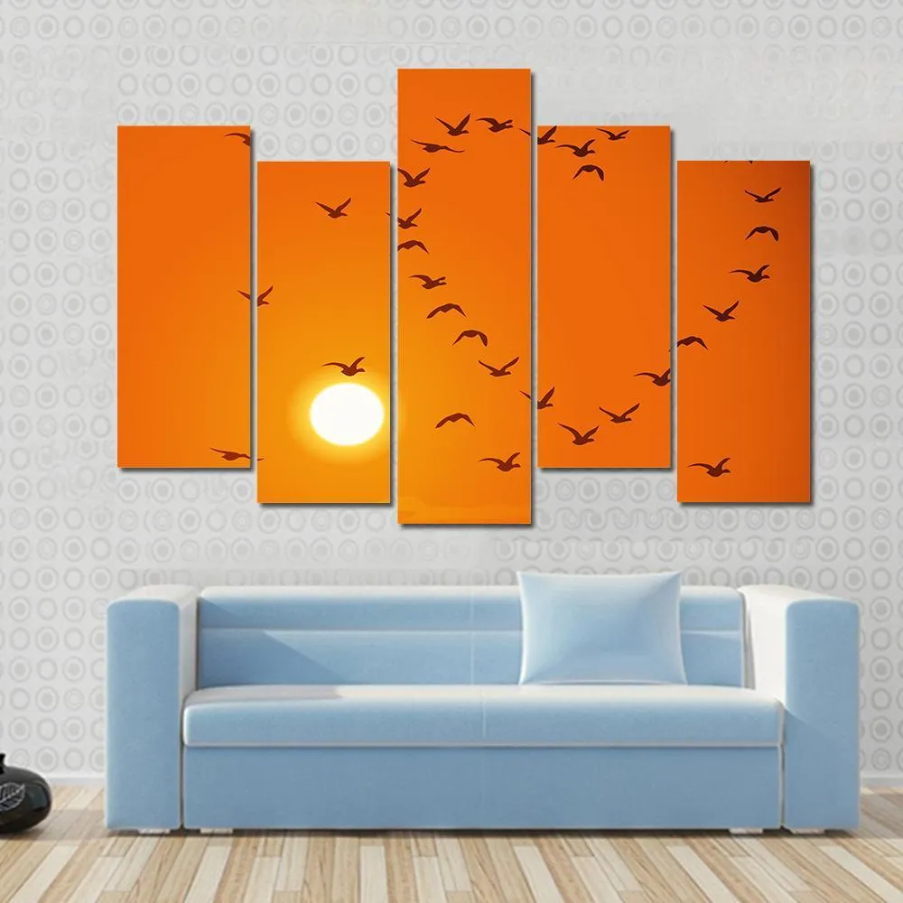 Birds In Heart Shape Canvas Wall Art