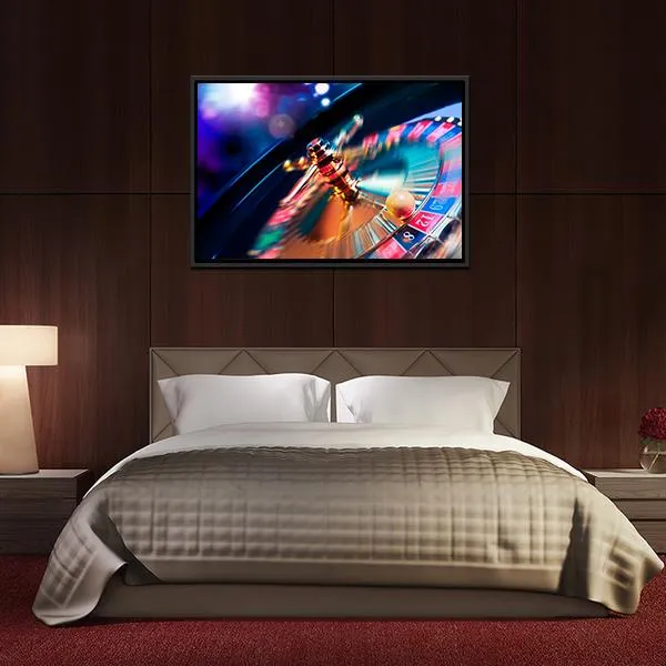 Casino Wheel In Motion Canvas Wall Art