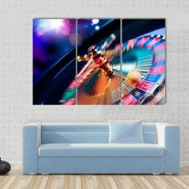 Casino Wheel In Motion Canvas Wall Art