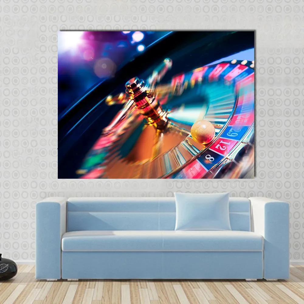 Casino Wheel In Motion Canvas Wall Art
