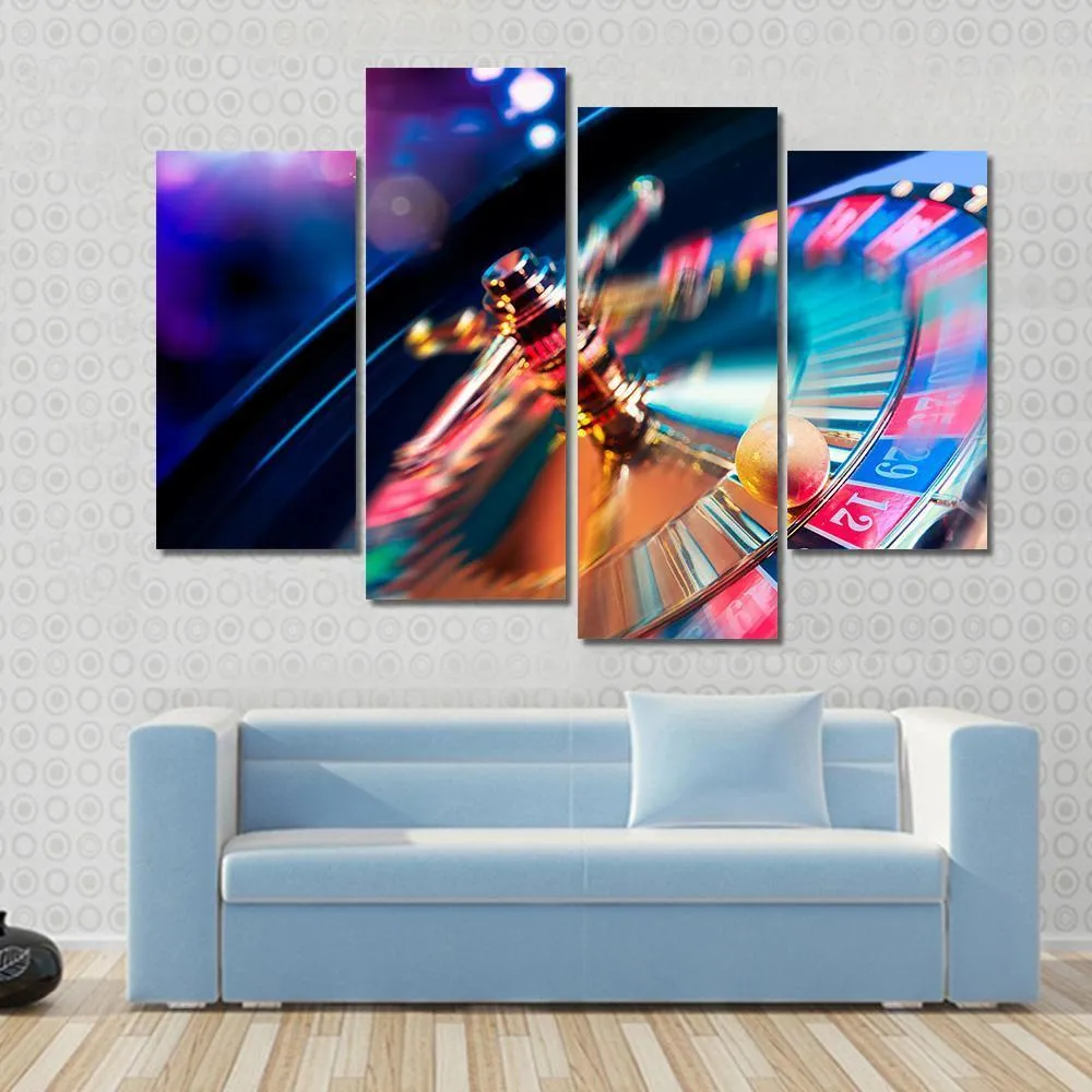 Casino Wheel In Motion Canvas Wall Art
