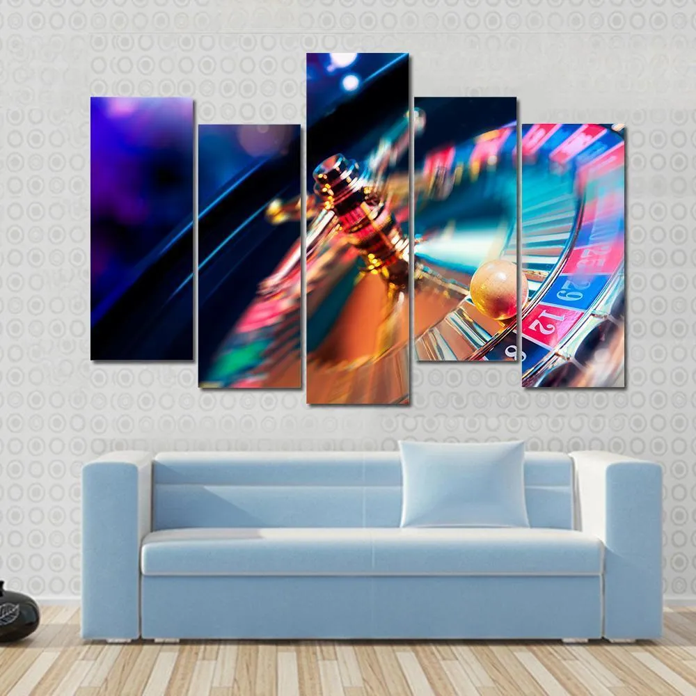Casino Wheel In Motion Canvas Wall Art