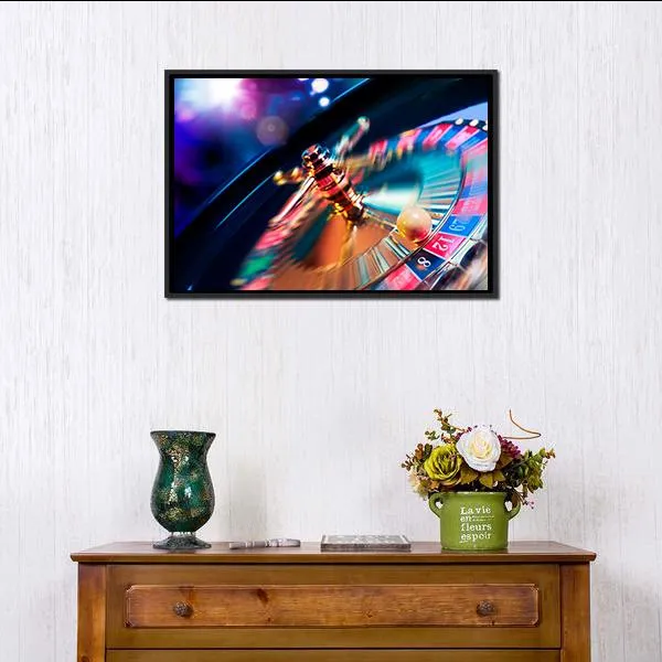 Casino Wheel In Motion Canvas Wall Art