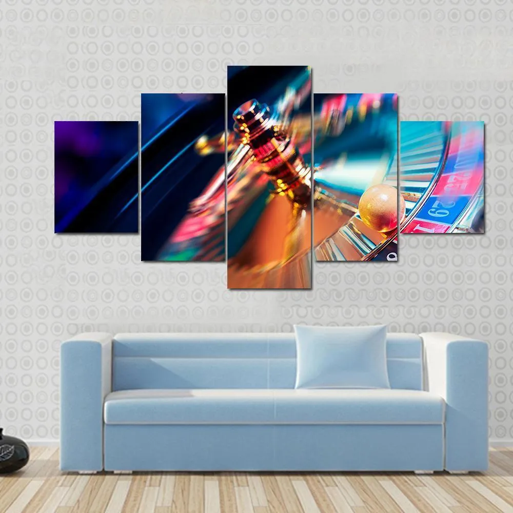 Casino Wheel In Motion Canvas Wall Art