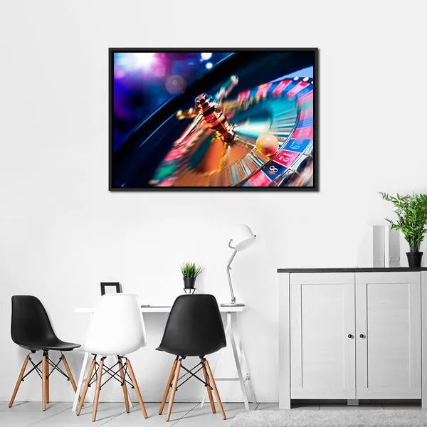 Casino Wheel In Motion Canvas Wall Art