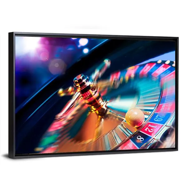 Casino Wheel In Motion Canvas Wall Art