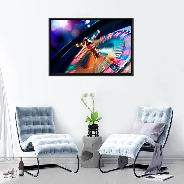 Casino Wheel In Motion Canvas Wall Art