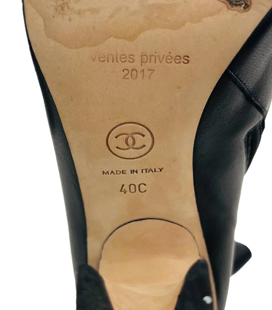 Chanel Leather Boots With Patent Leather Toe. Size 40