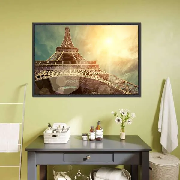 Close Up Eiffel Tower Canvas Wall Art