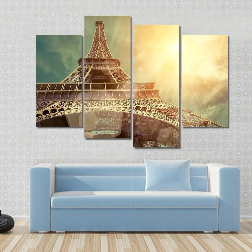 Close Up Eiffel Tower Canvas Wall Art