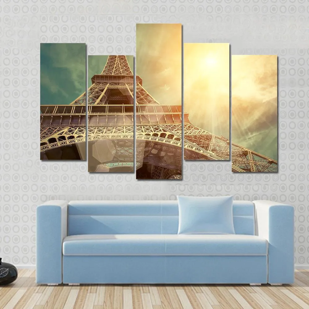 Close Up Eiffel Tower Canvas Wall Art