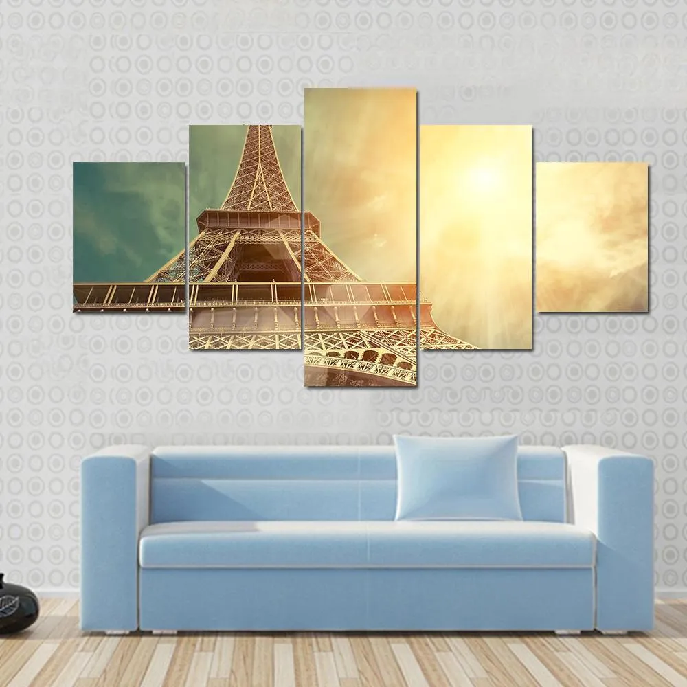 Close Up Eiffel Tower Canvas Wall Art