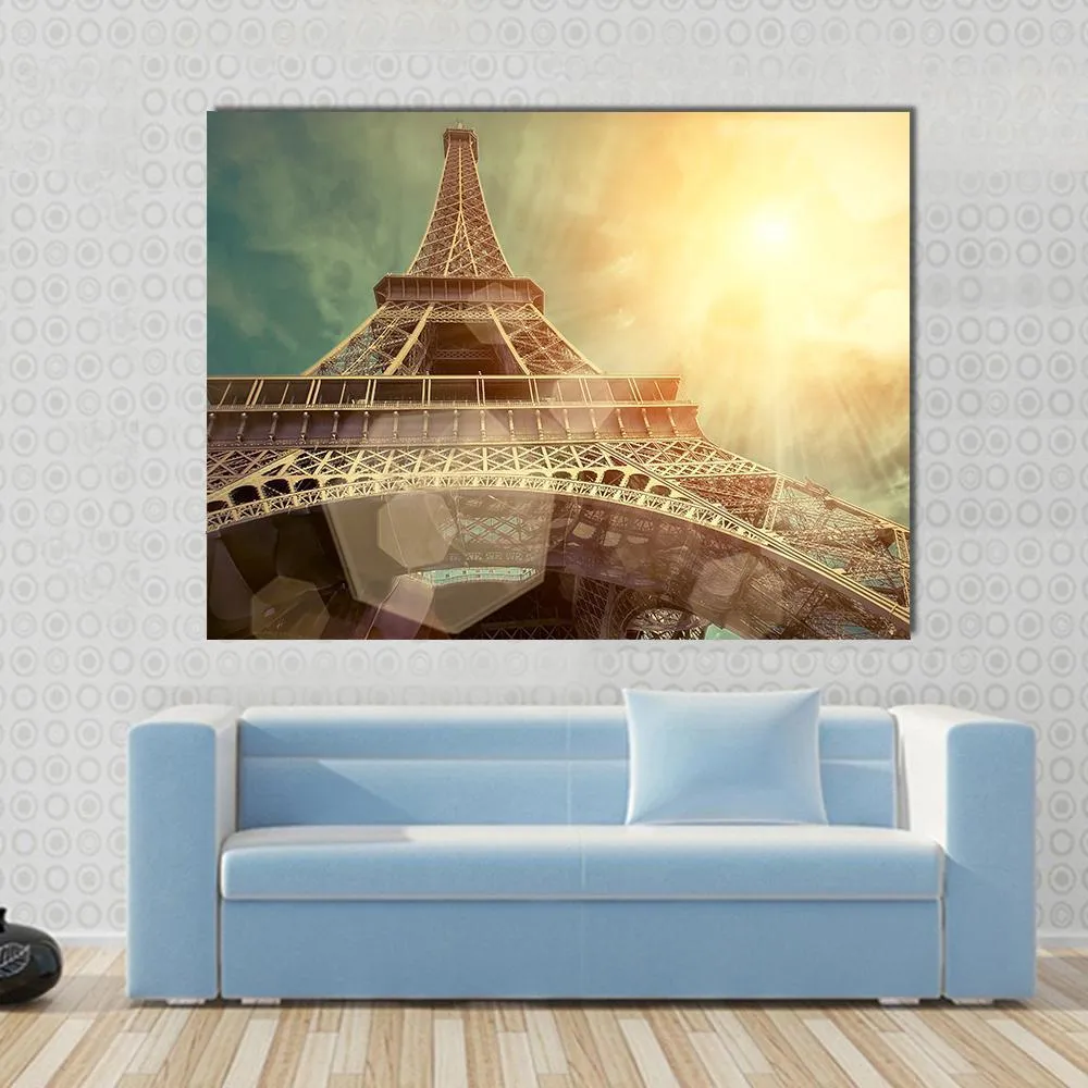 Close Up Eiffel Tower Canvas Wall Art