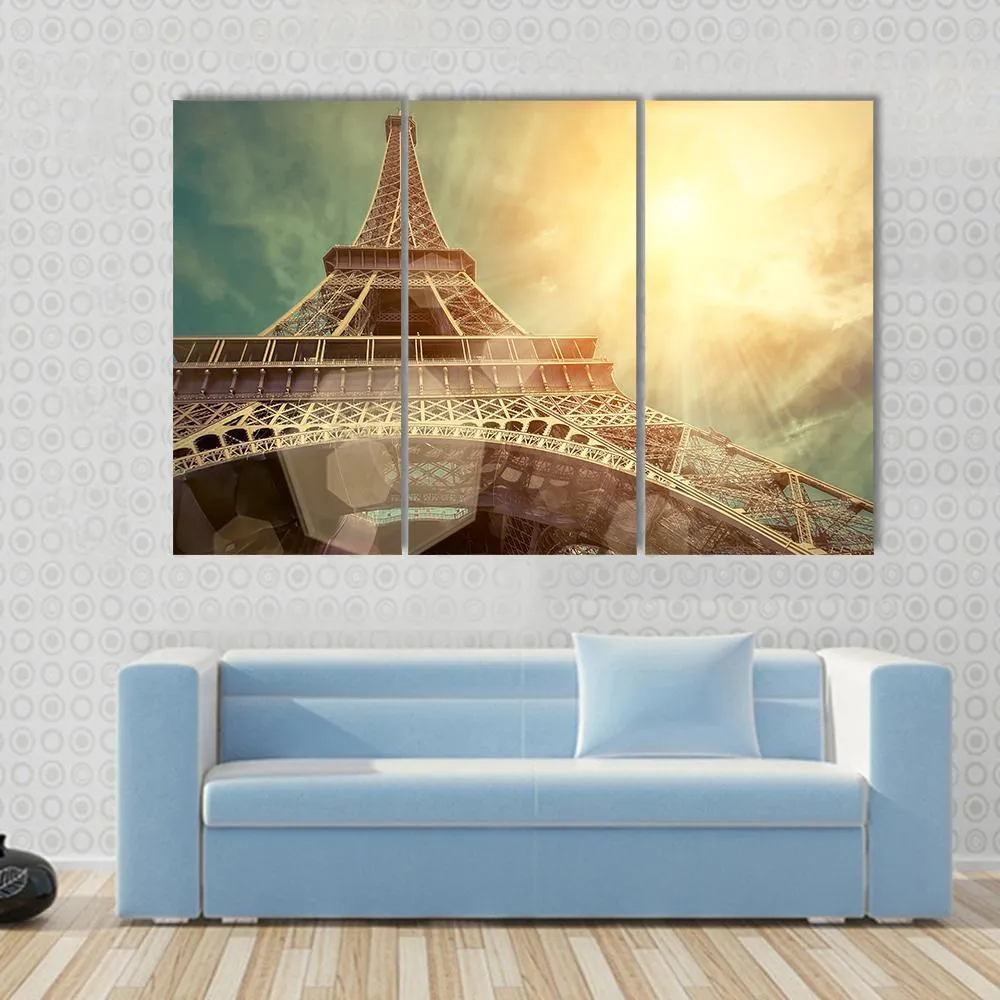 Close Up Eiffel Tower Canvas Wall Art