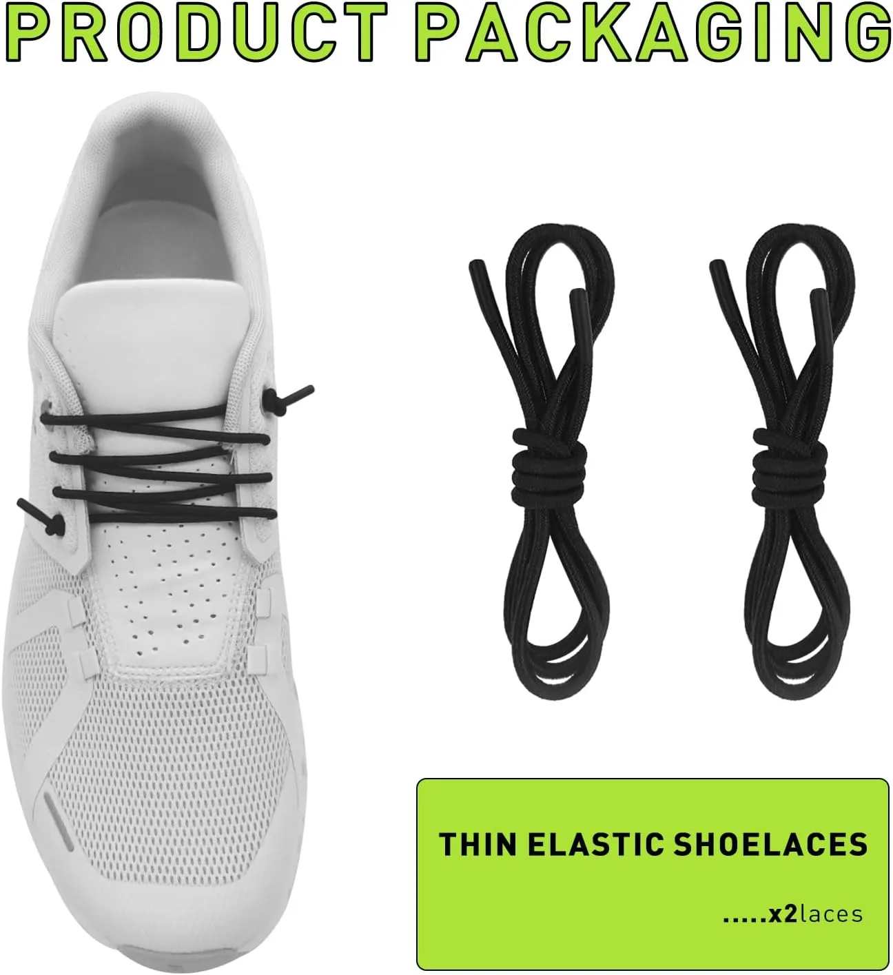 Elastic Shoelaces for On Cloud Sneakers, 1/10" (2.5mm) Stretchy Round Bungee Strings Replacement Speed Laces