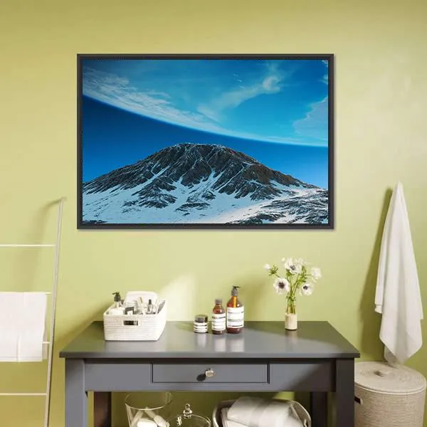 Exoplanets In Space From Mountain Canvas Wall Art