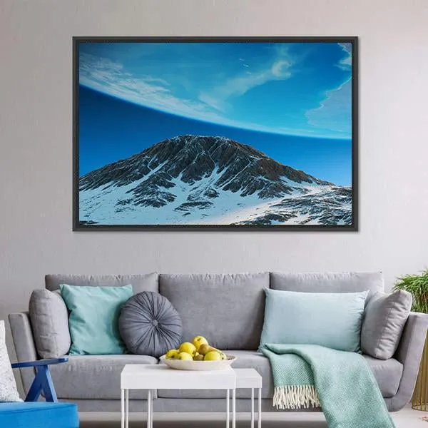 Exoplanets In Space From Mountain Canvas Wall Art
