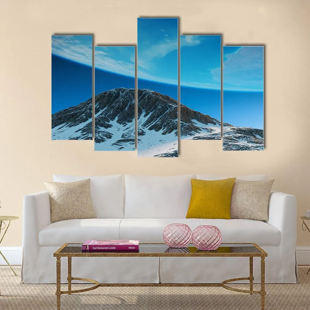 Exoplanets In Space From Mountain Canvas Wall Art