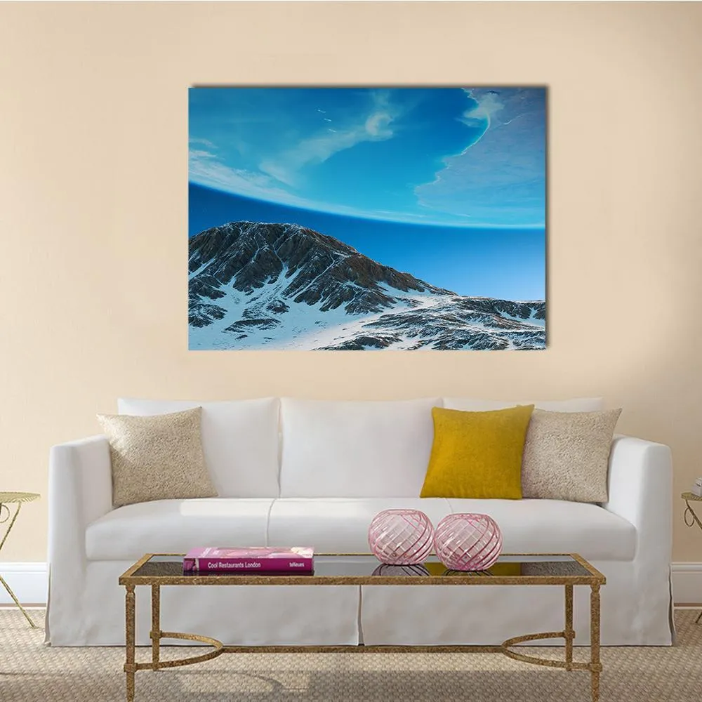 Exoplanets In Space From Mountain Canvas Wall Art
