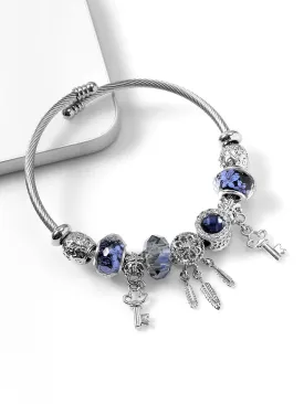 Fashionable Rhinestone Key Decor Charm Bracelet