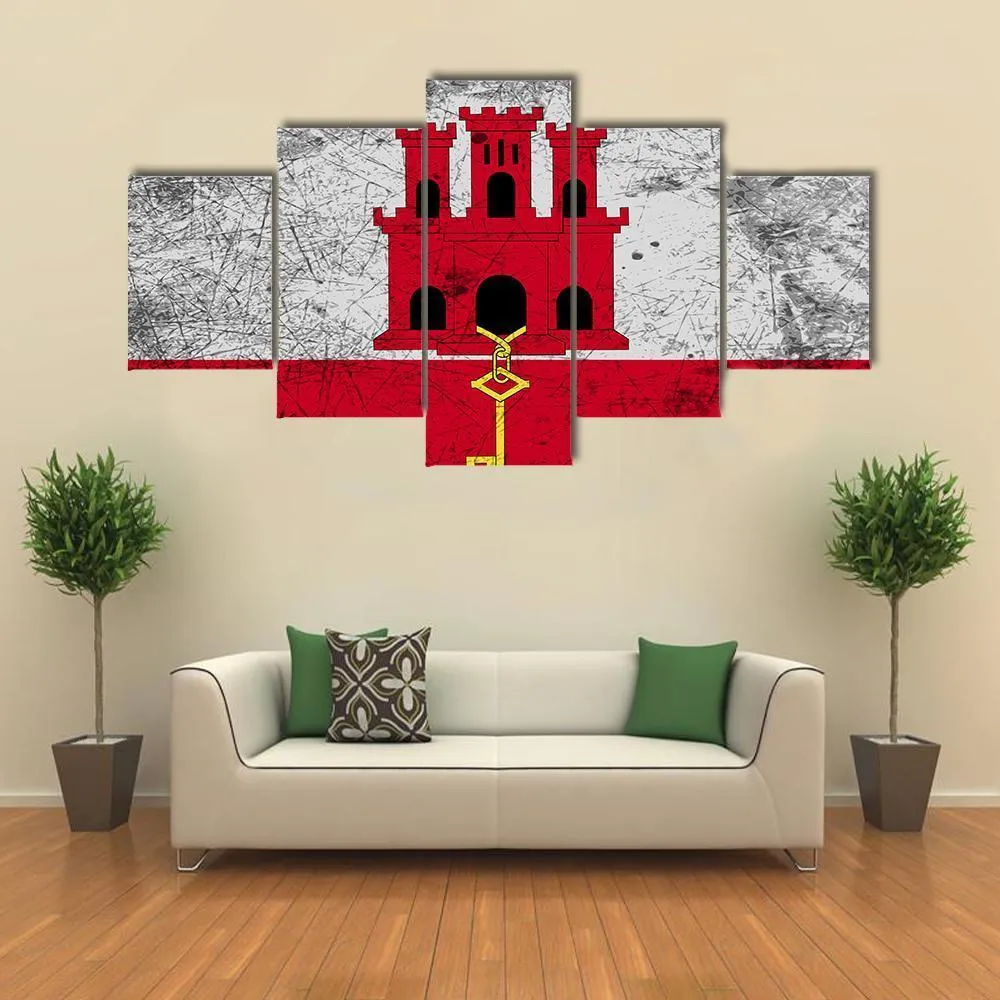 Flag Of Gibraltar Canvas Wall Art