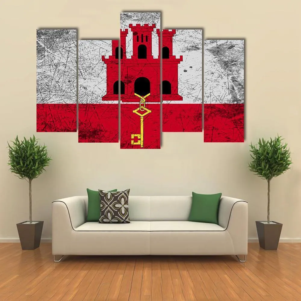 Flag Of Gibraltar Canvas Wall Art