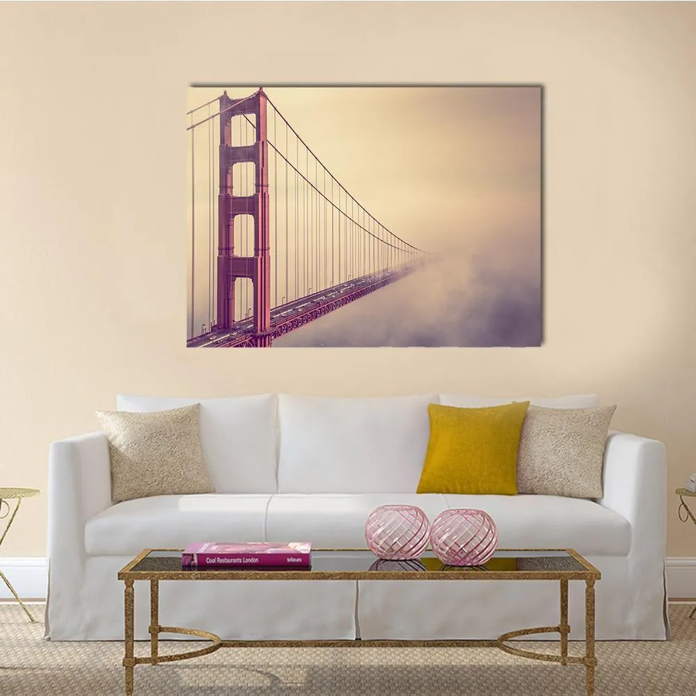 Foggy Golden Gate Bridge Canvas Wall Art