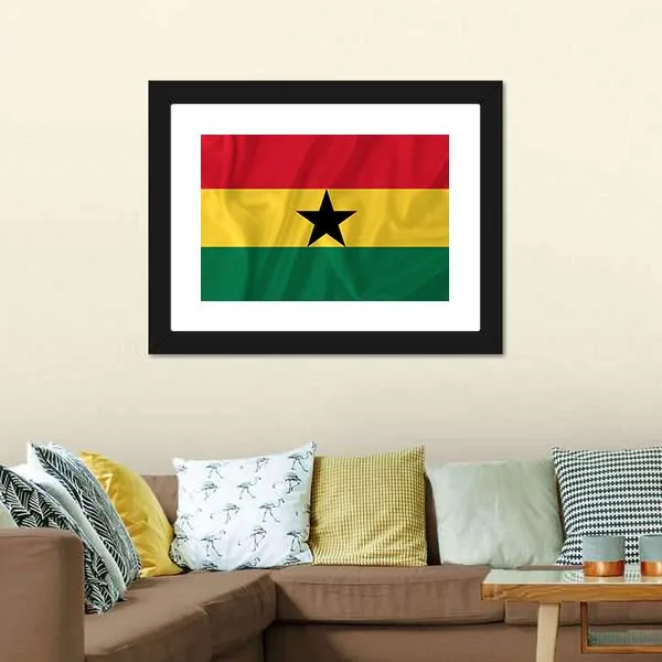 Ghana Waving Flag Canvas Wall Art