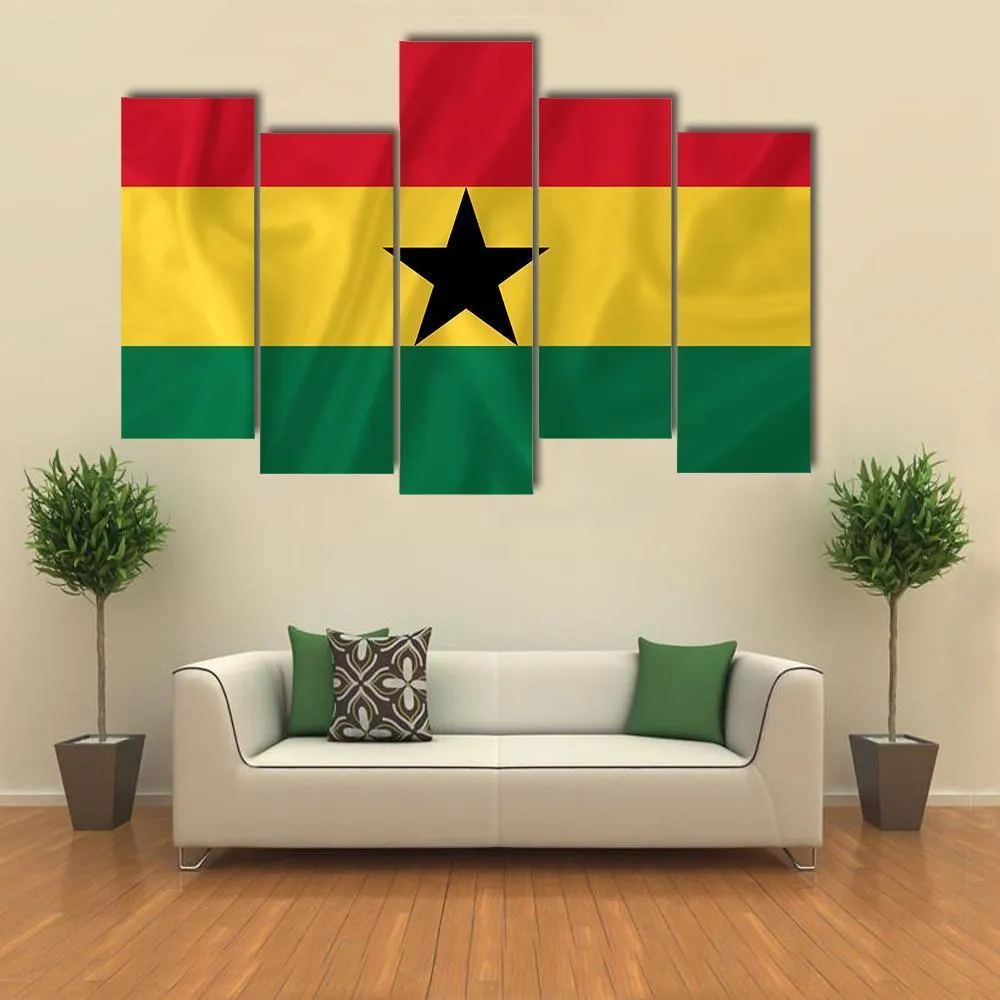 Ghana Waving Flag Canvas Wall Art