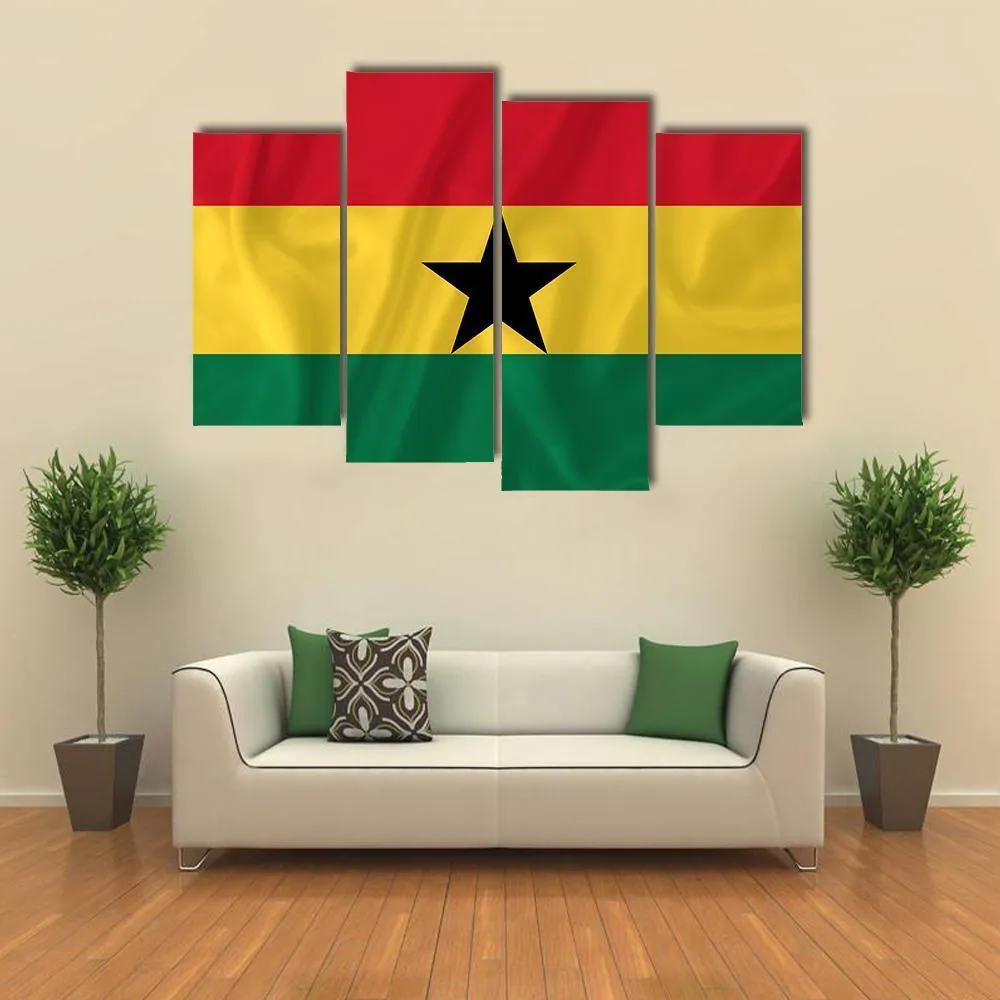 Ghana Waving Flag Canvas Wall Art