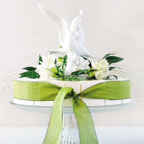 Glazed Porcelain Doves and Flower Cake Topper