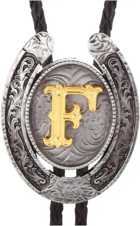 HUABOLA CALYN Vintage Bolo Tie for Men- Initial Letter ABCDMJR to Z Western Cowboy Bolo Tie for Women