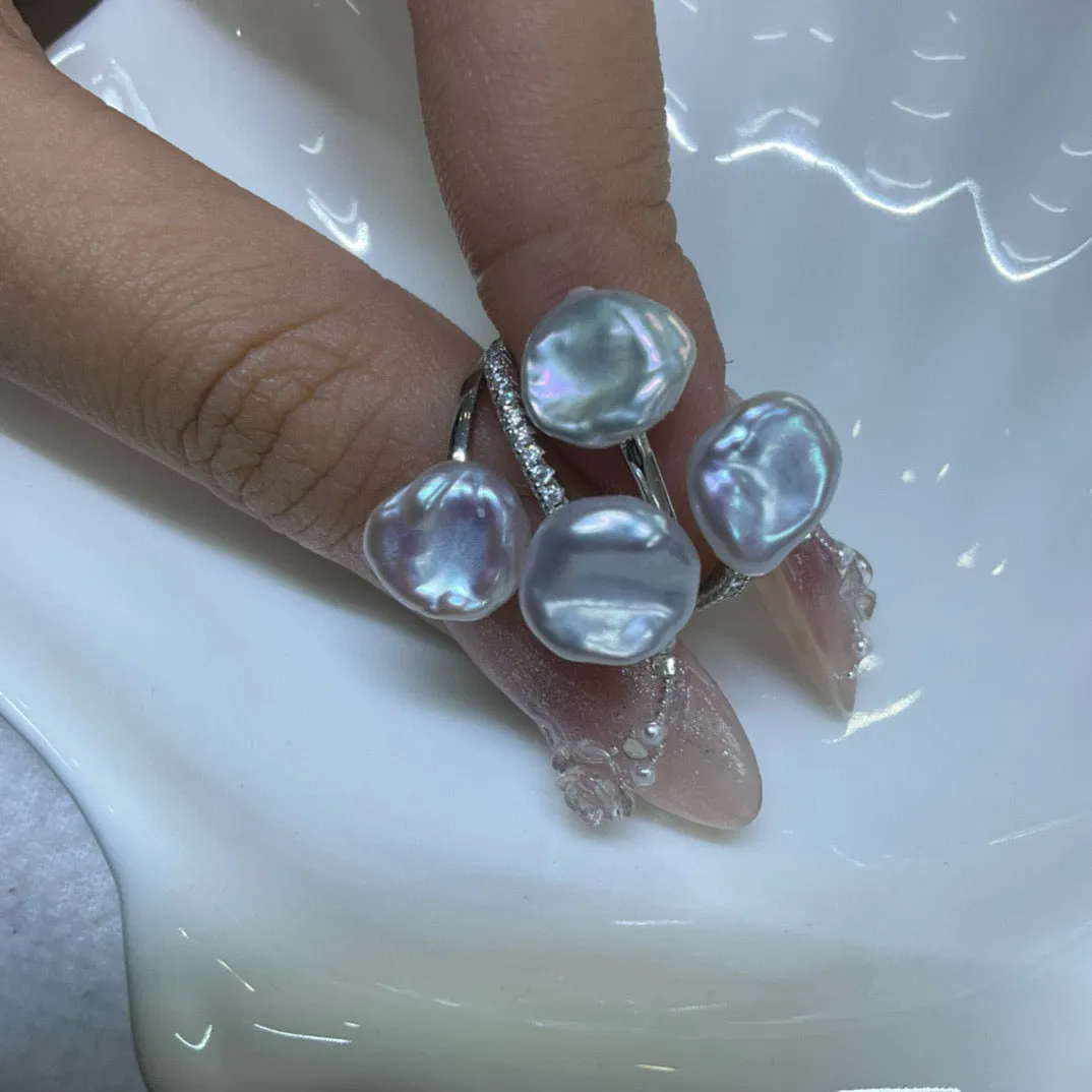 Keshi Pearl Foral Ring