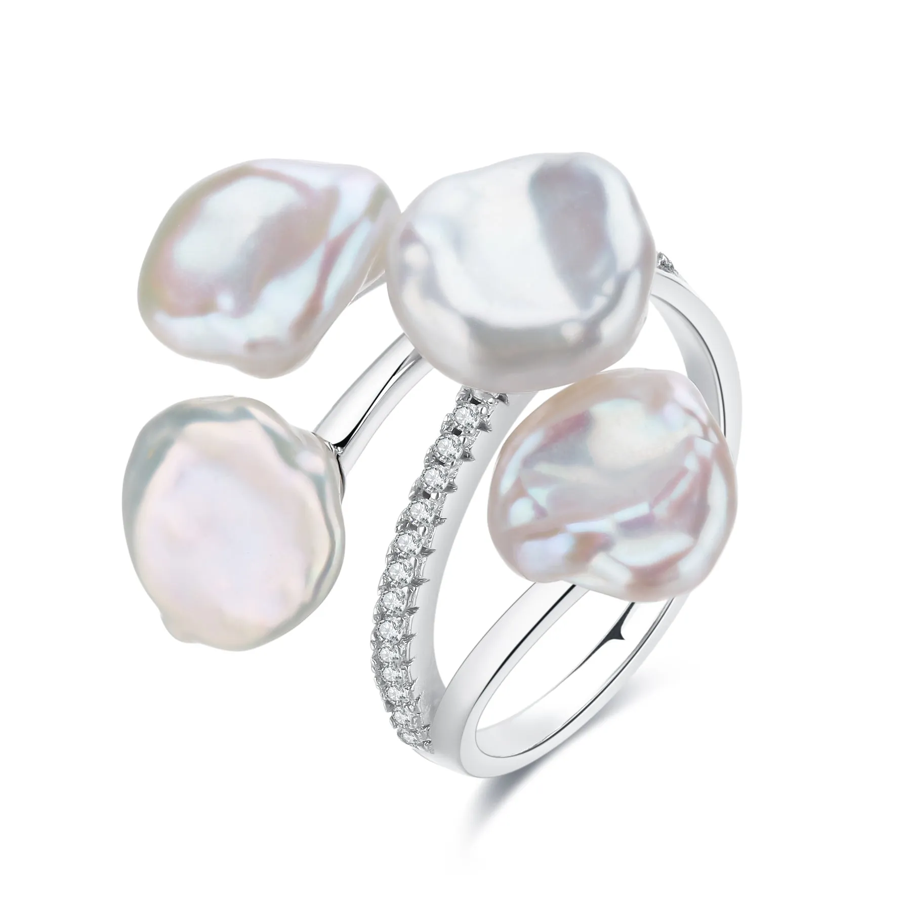 Keshi Pearl Foral Ring