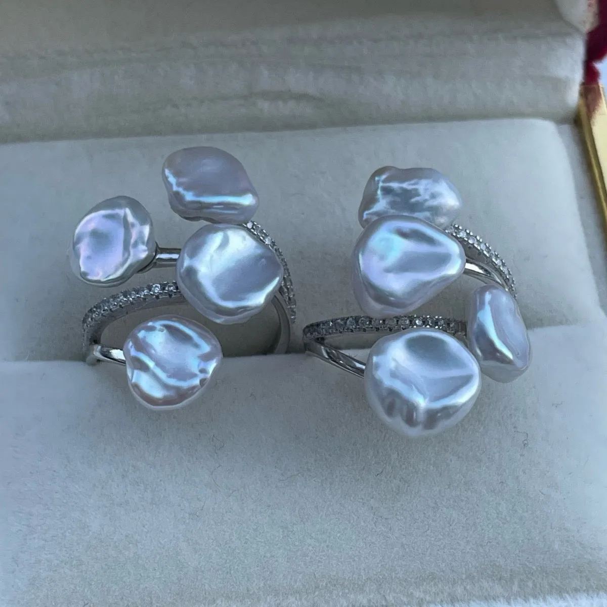 Keshi Pearl Foral Ring