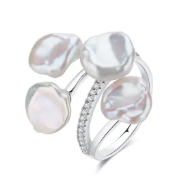 Keshi Pearl Foral Ring