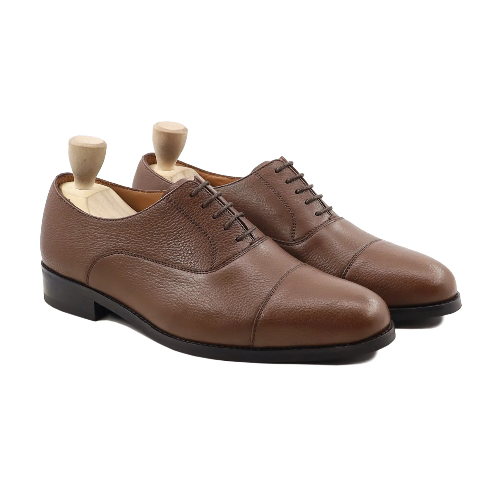 Kotka - Men's Brown Pebble Grain Leather Oxford Shoe