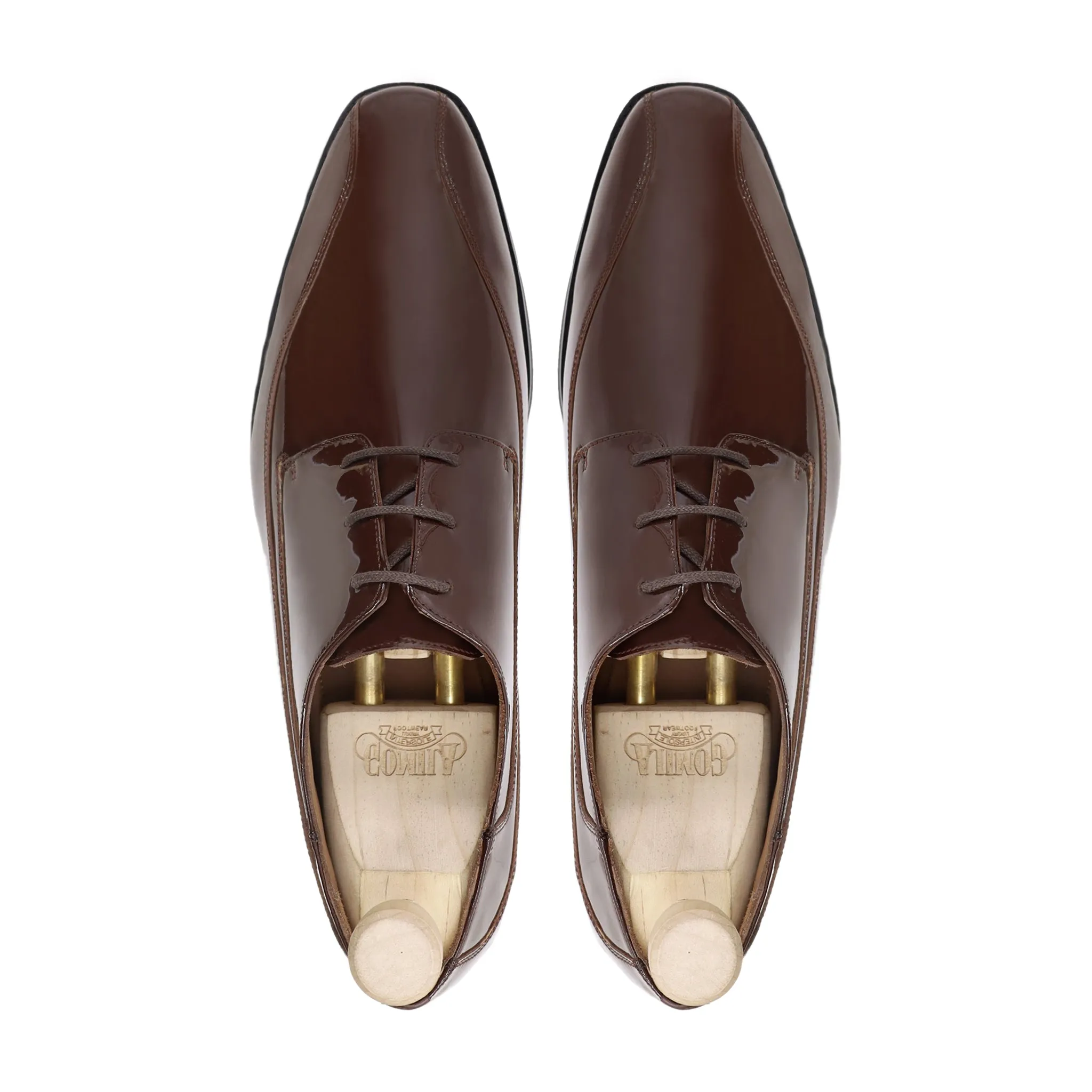 Liege - Men's Dark Brown Patent Derby Shoe
