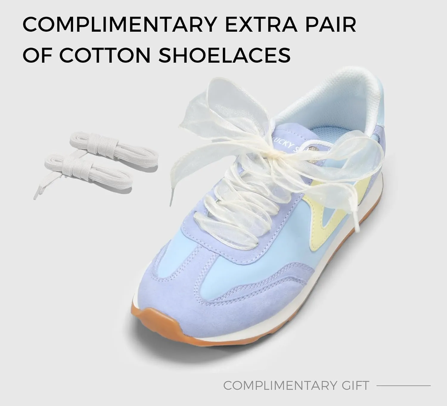 LUCKY STEP Women's Fashion Casual Running Trainer Ballet Gum Rubber Sole Organza Lace Up Walking Shoes Platform Retro Sneakers