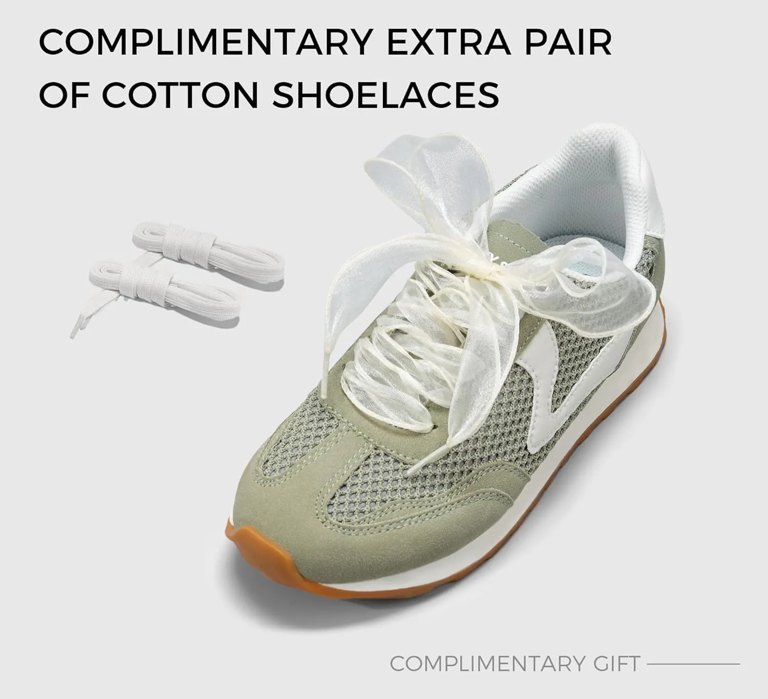 LUCKY STEP Women's Fashion Casual Running Trainer Ballet Gum Rubber Sole Organza Lace Up Walking Shoes Platform Retro Sneakers