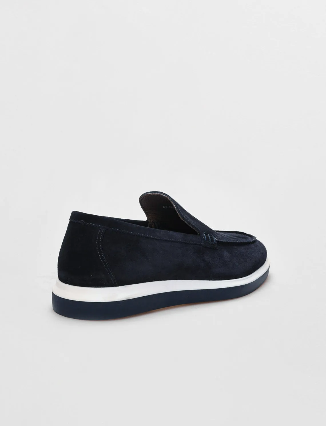 Men Navy Blue Suede Genuine Leather Loafers