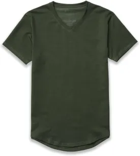Men's Drop-Cut V-Neck ?C Plain Tshirts for Men ?C Soft Polyester, Cotton, Spandex ?C Moisture Wicking, Wrinkle Resistant