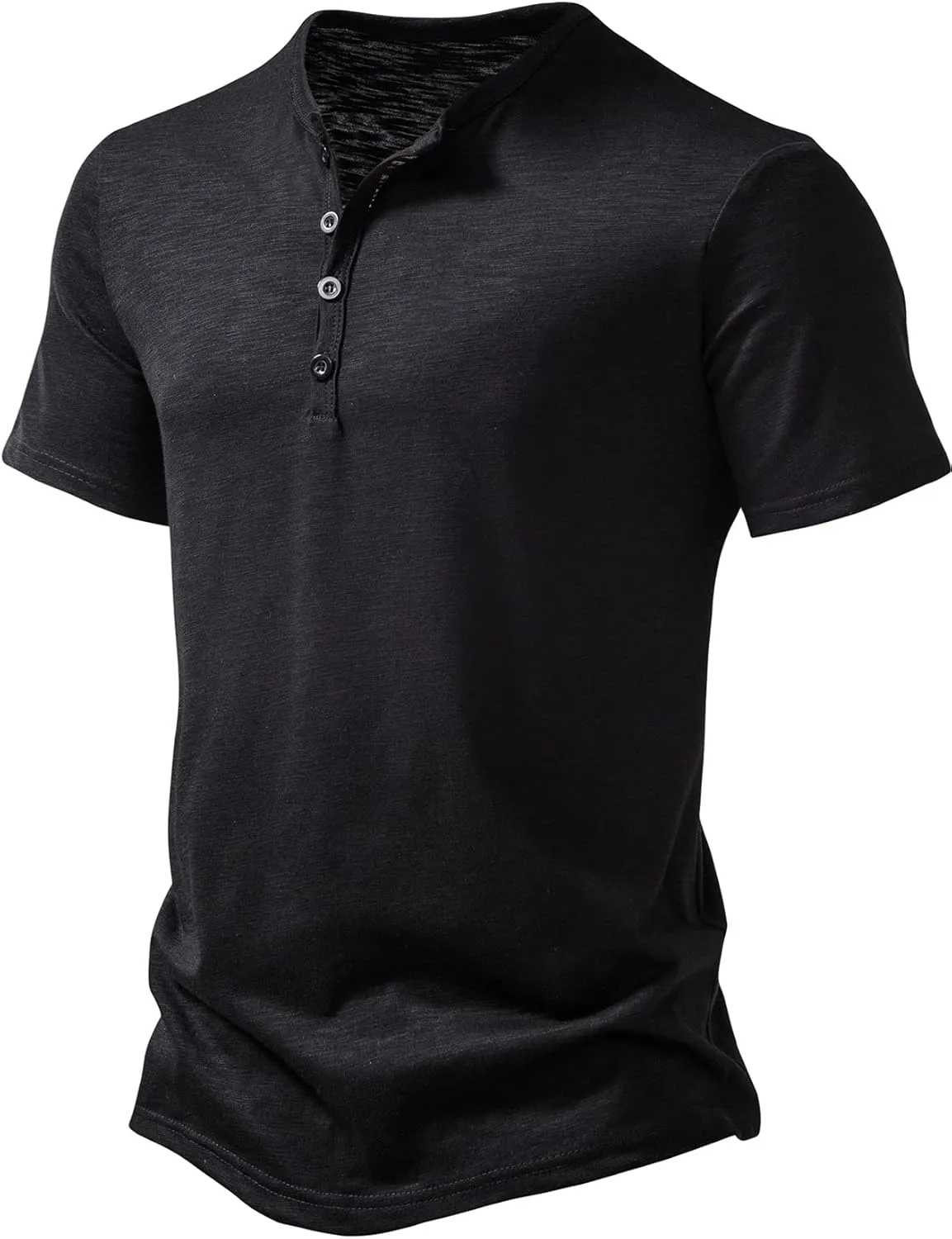 Men's Short Sleeve Henley Shirt Casual Stretchy Slim Fit T Shirt